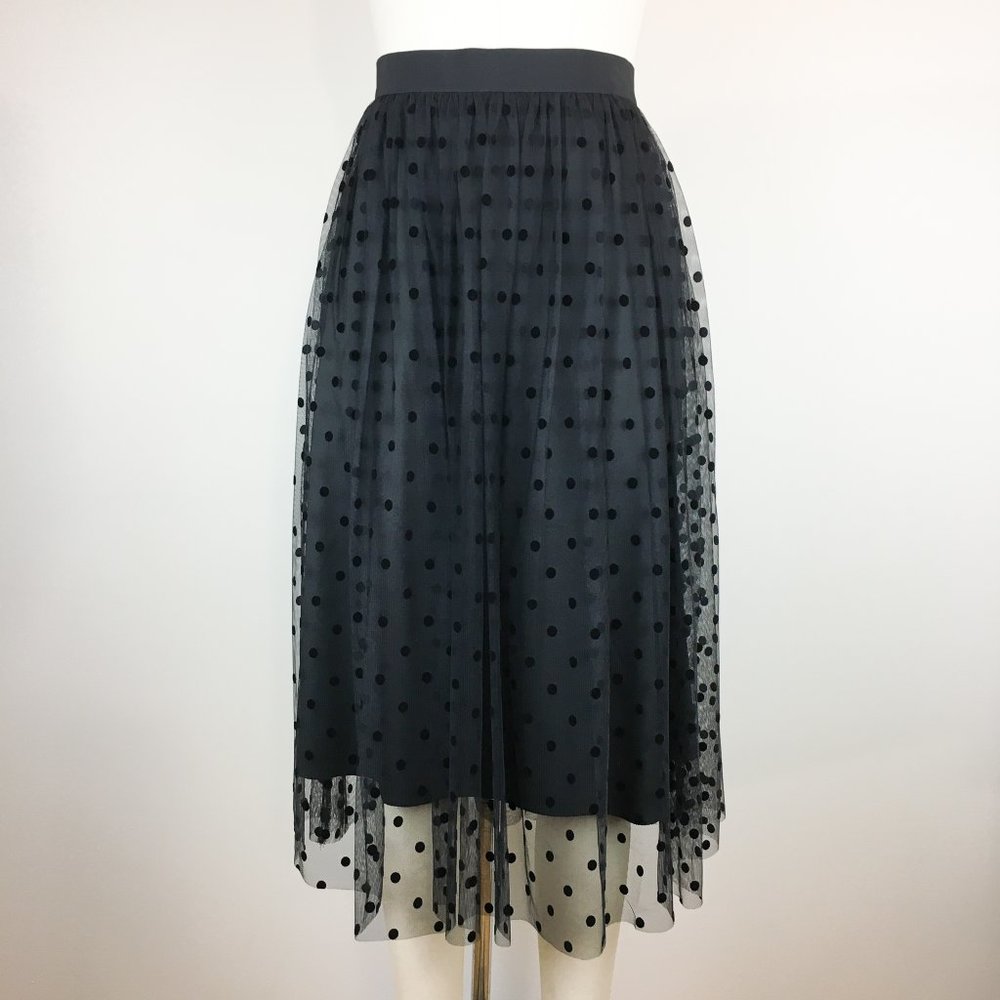 Burnout Velvet Dot Shirred Tulle Skirt